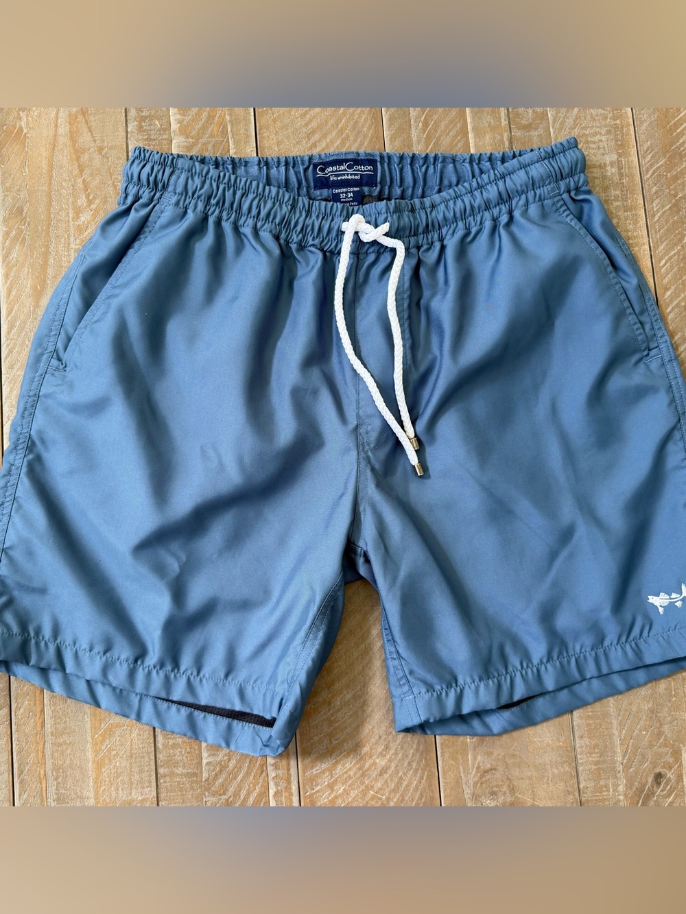 Men’s Blue Coastal Cotten Blue Swim Trunks with pockets